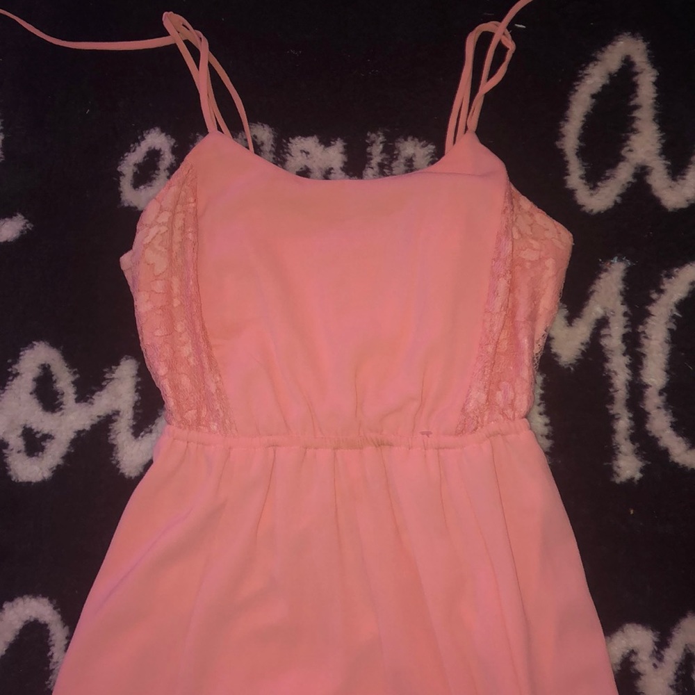 Pink floral floor length dress new worn once